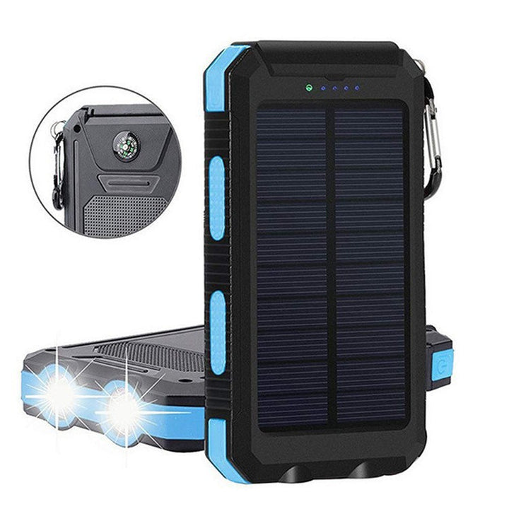 Solcelledrevet powerbank med robust hus og innebygd LED-belysning Skanto