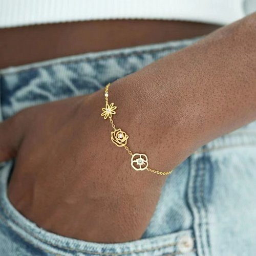 Skanto | Delikat Fødselsblomst & Fødselsstein Armbånd
