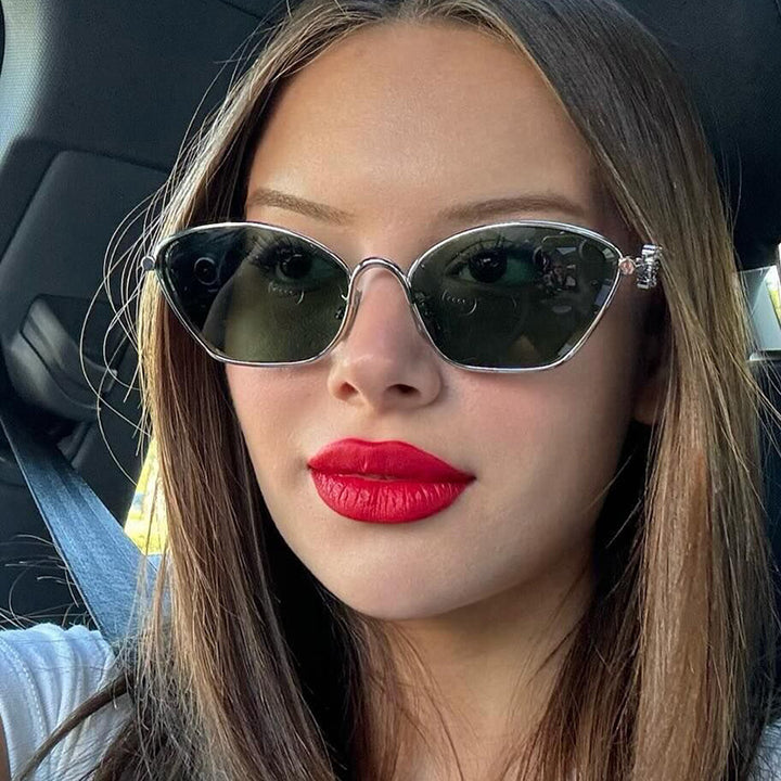 Women's Fashion Cat-Eye Sunglasses with Filigree Metal Frame Skanto