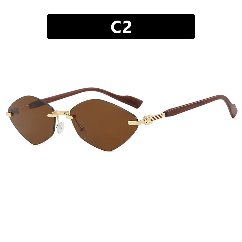 Women's geometric sunglasses with luxurious wood arms and polarized lenses Skanto
