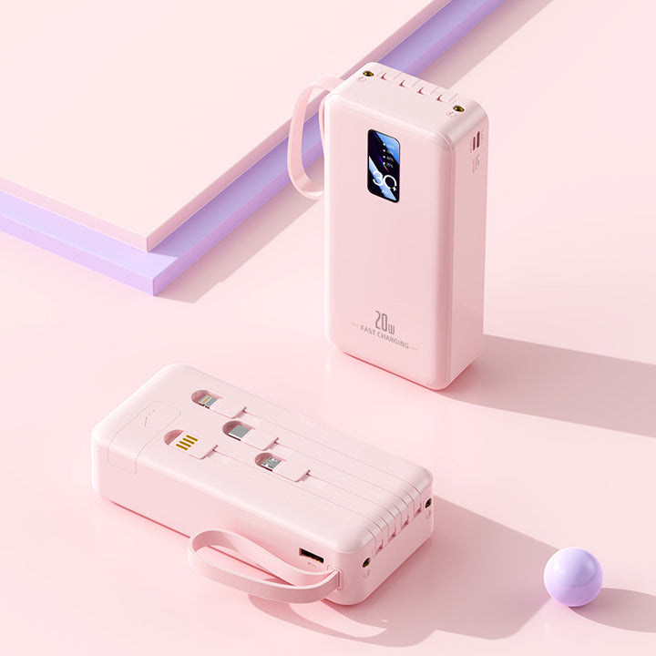 bærbar hurtiglade-powerbank med indbyggede ladekabler Skanto