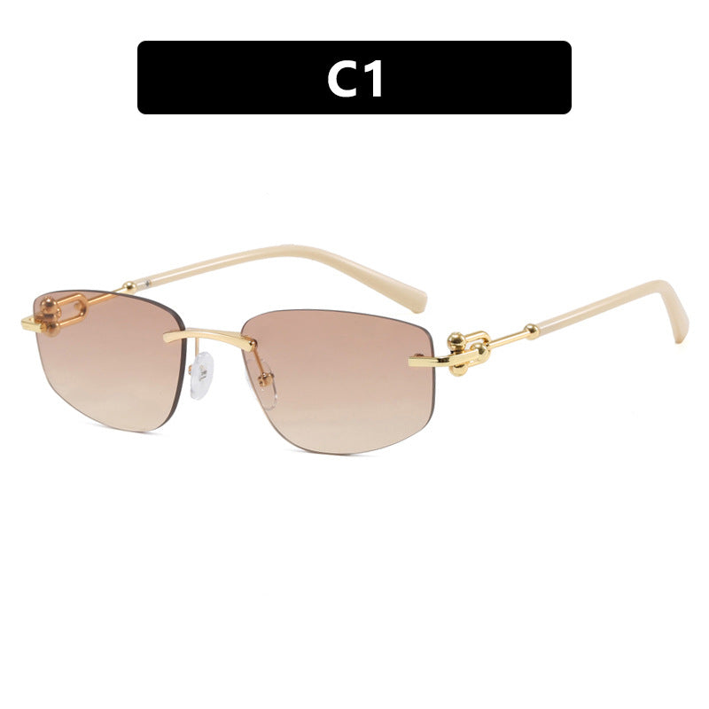 Women's elegant semi-rimless glasses with luxurious metal frame and clear lenses Skanto