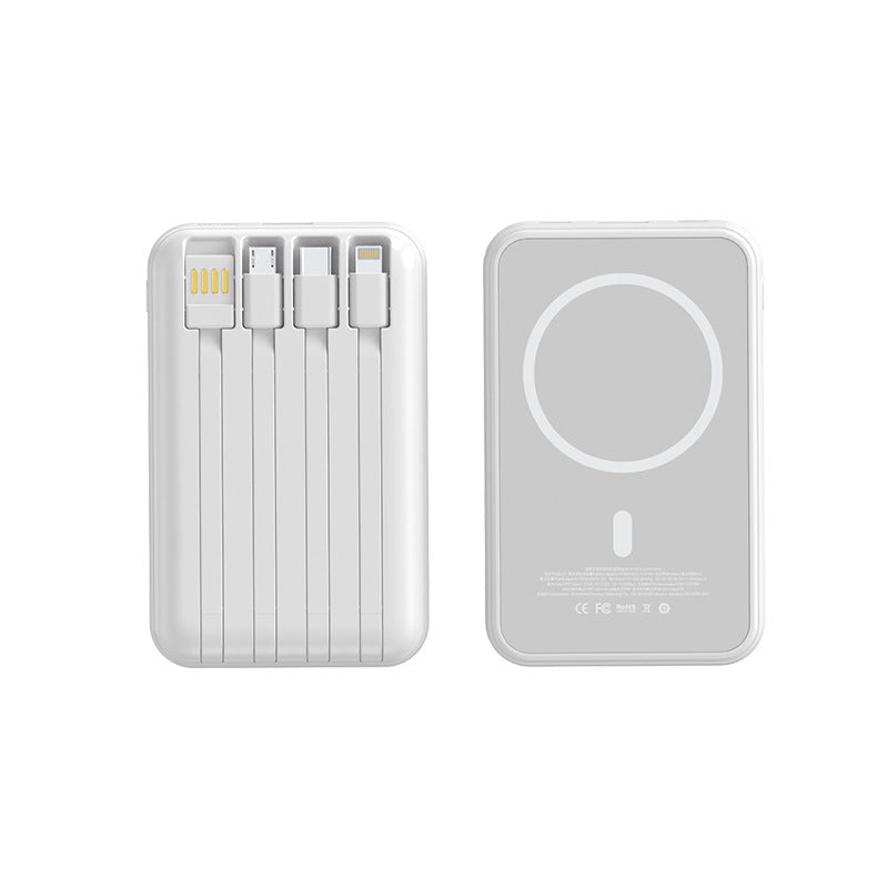Bærbar powerbank med innebygde ladekabler Skanto