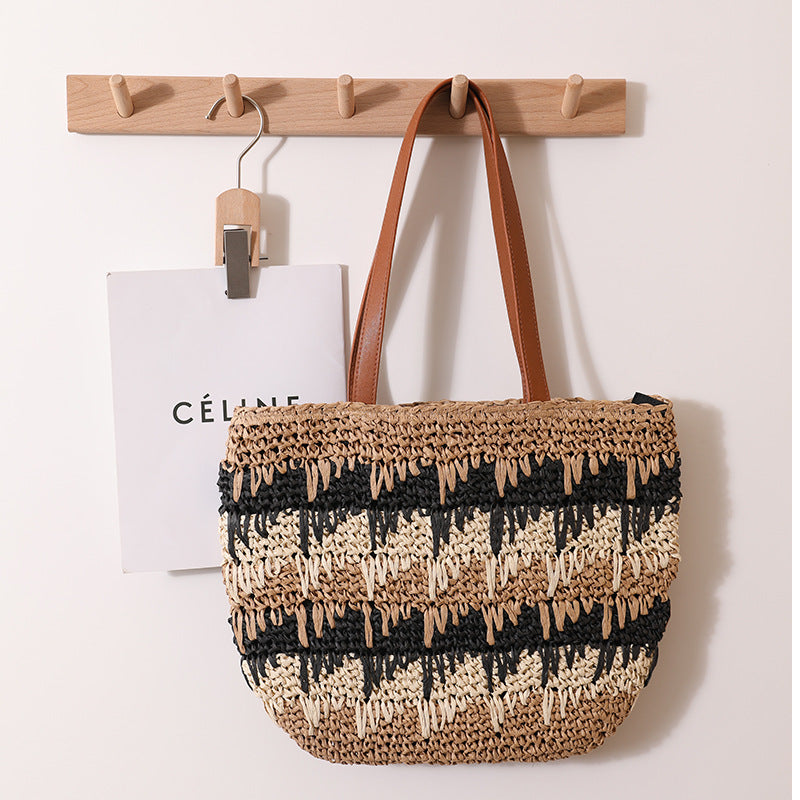 Braided tote bag with unique pattern mix Skanto