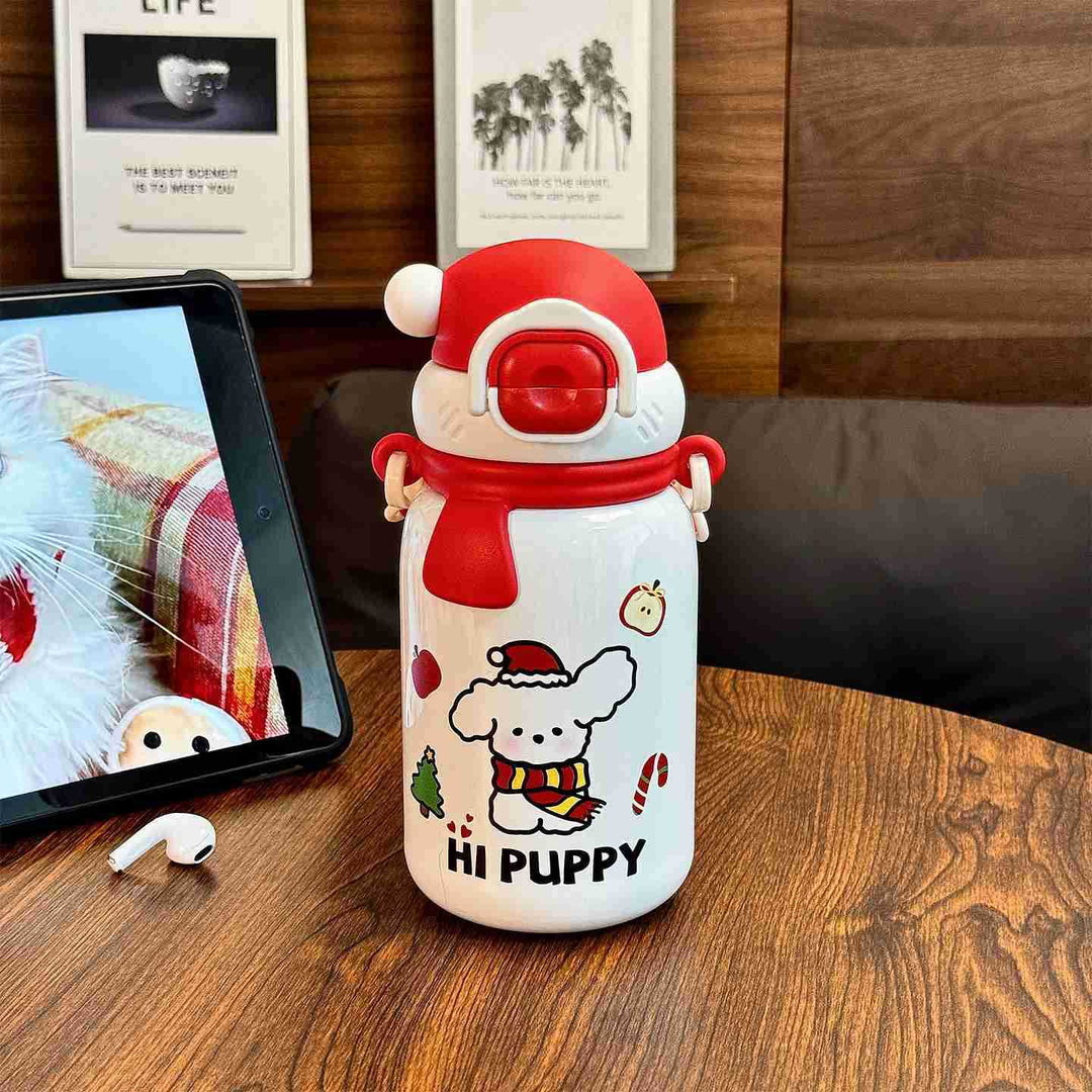 Dame isolert drikkeflaske med sikker klappklaff og leken hundedesign Skanto