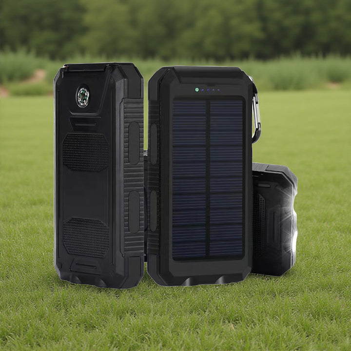 Solar-lader med integrert kompass og LED-lommelykt Skanto