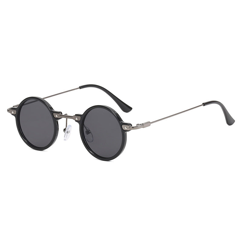 Damen moteriktig rund solbrille med stilig metallramme og polarisert glass Skanto