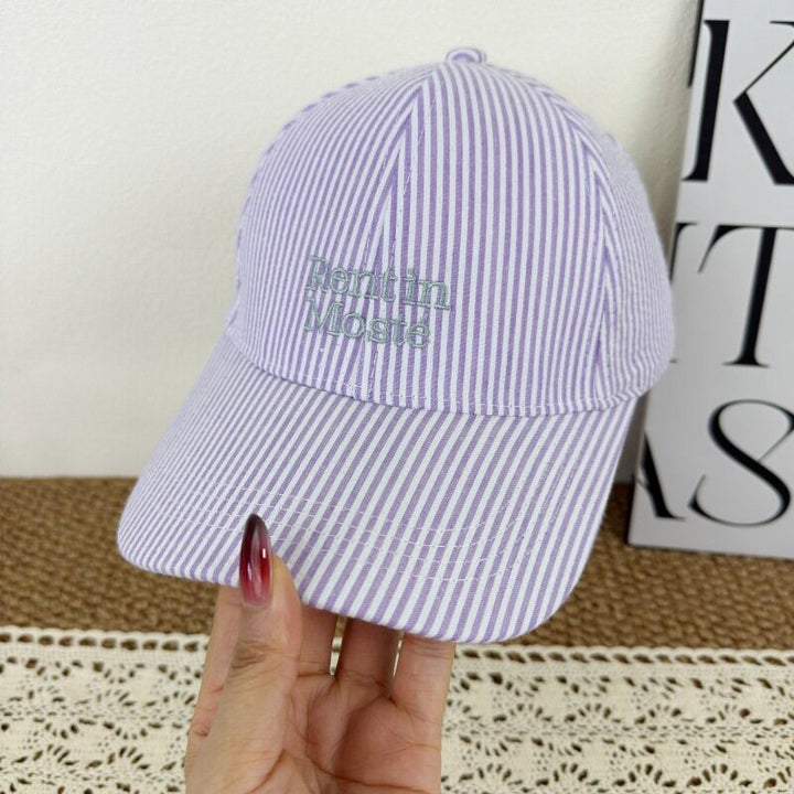 Kvinne Stripet Brodert Baseball Caps Skanto