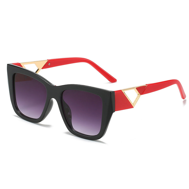 Dame Oversized Solbriller med moderne geometrisk design og elegant metallaccent Skanto