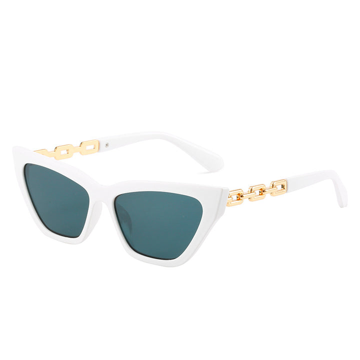 Dame Cat-Eye solbriller med moderne kjedeinnfatning Skanto