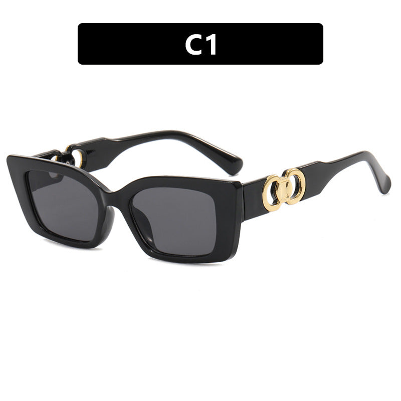 Women's Fashionable Square Sunglasses with Gold Embellishments Skanto