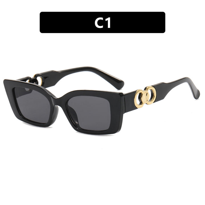 Women's Fashionable Square Sunglasses with Gold Embellishments Skanto