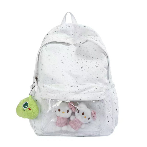 Transparent Pocketed Star-Pattern Ryggsekk Skanto