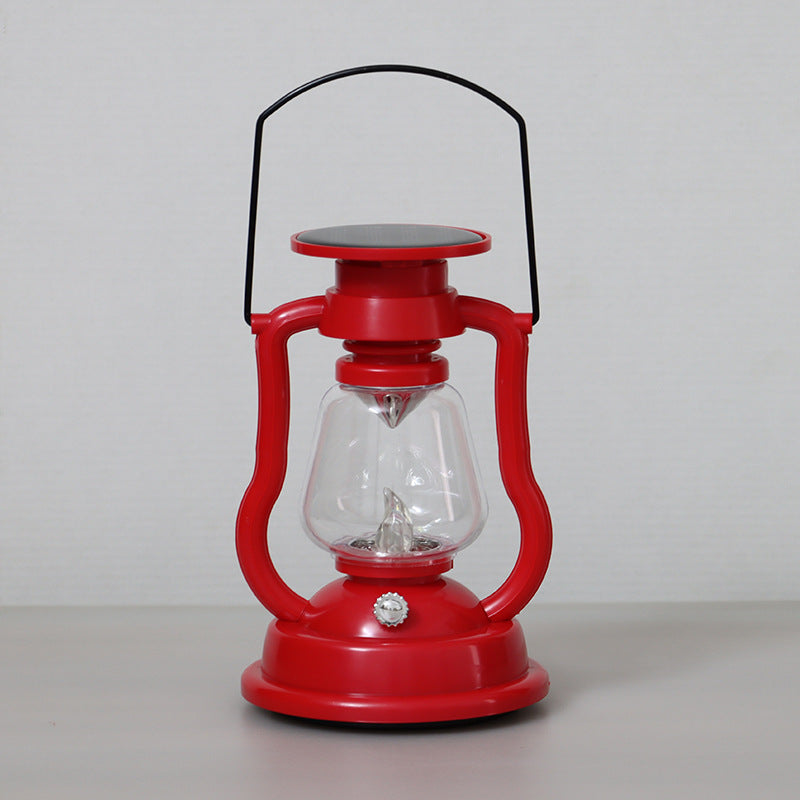 Vintage Stil Solar LED Hurrikan Laterne Med Glasskamin Og Metalhåndtak Skanto