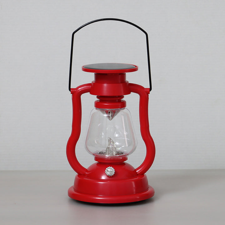 Vintage Stil Solar LED Hurrikan Laterne Med Glasskamin Og Metalhåndtak Skanto
