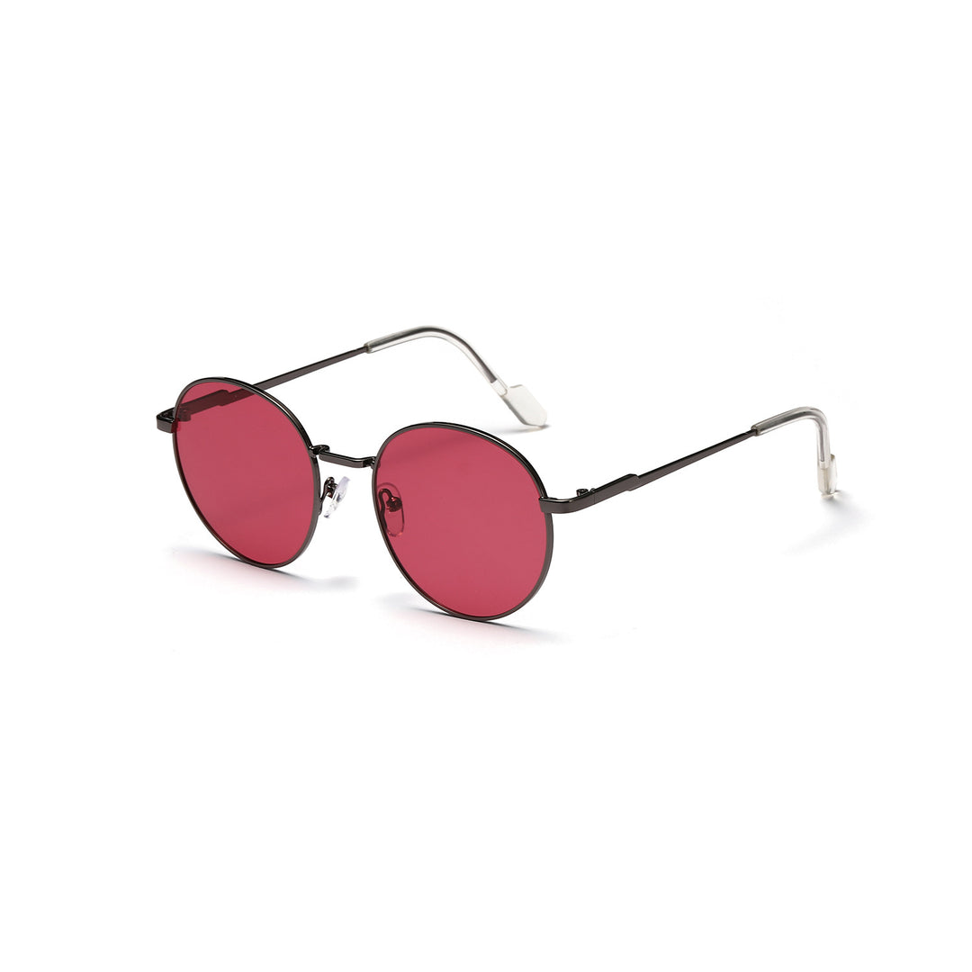 Dame rund solbrille med luksuriøs metallramme og UV-beskyttelse Skanto
