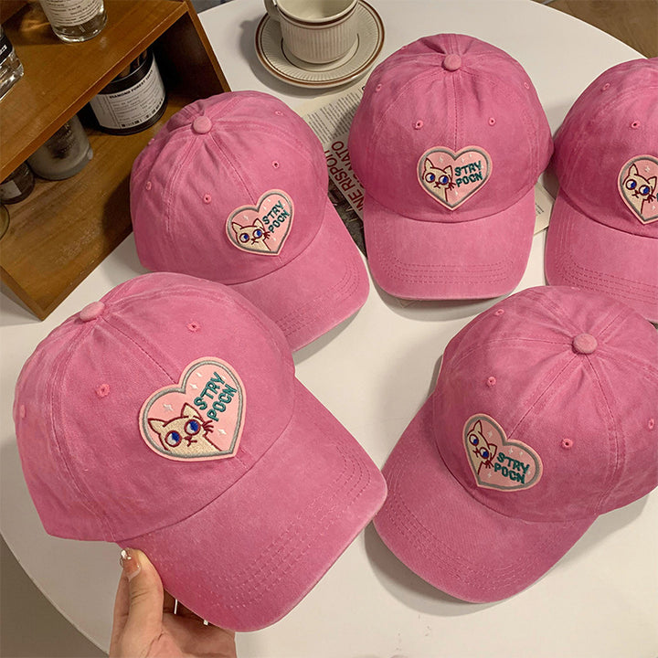 Kvinne Casual Brodert Katt Caps Skanto