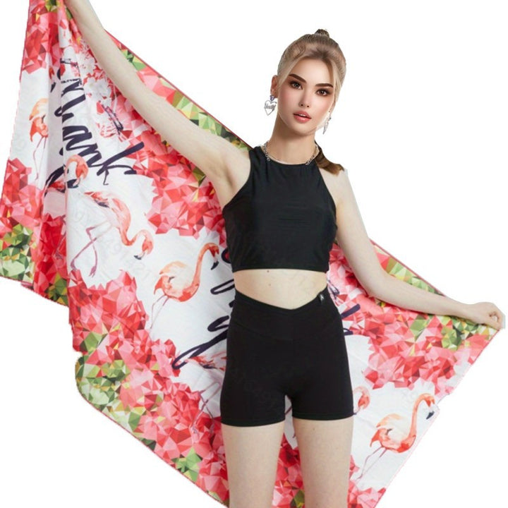 Dame Strandhåndkle med fargerik flamingo-design Skanto