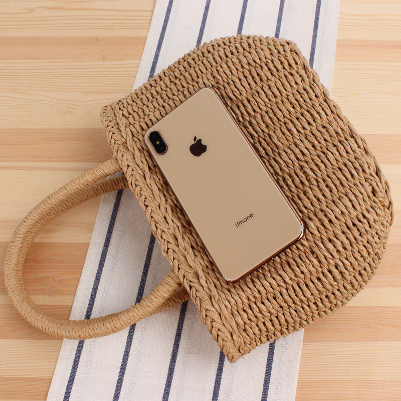 Woven Natural Material Handbag with Modern Details Skanto
