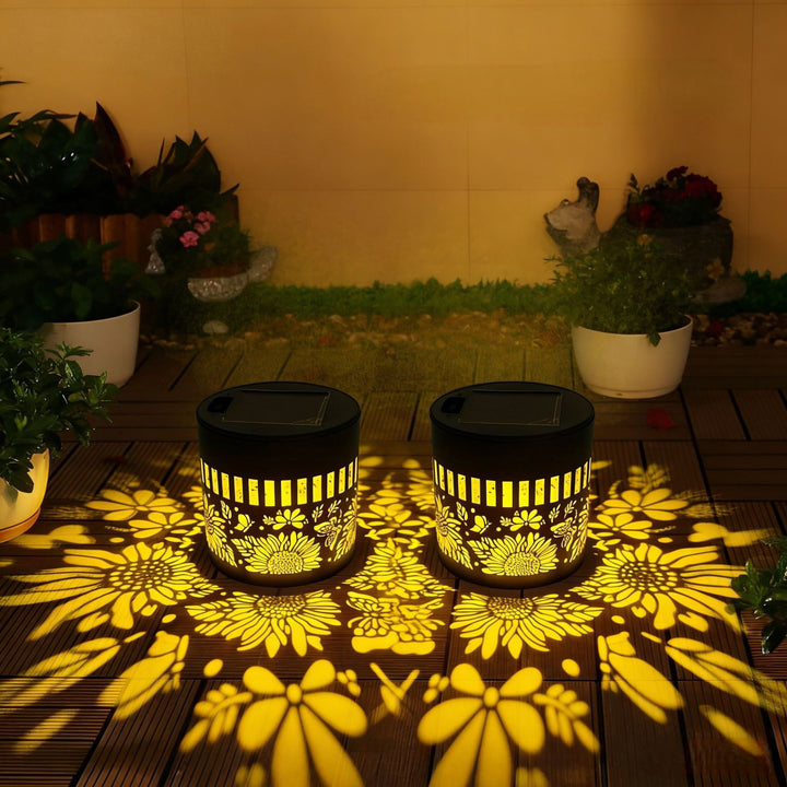 Solær Projektor Hage Lys Med Dekorativ Blomster Mønster Og Skumrings-til-Dawn Sensor Skanto