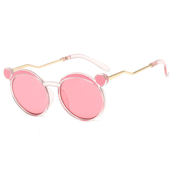 Dame Fashion-runde solbrille med innovativ ramme og fargede linser Skanto