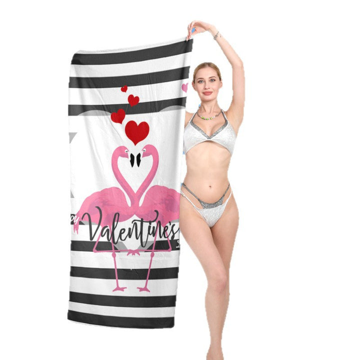 elegant og funksjonelt strandhåndkle med tropisk flamingo-design Skanto