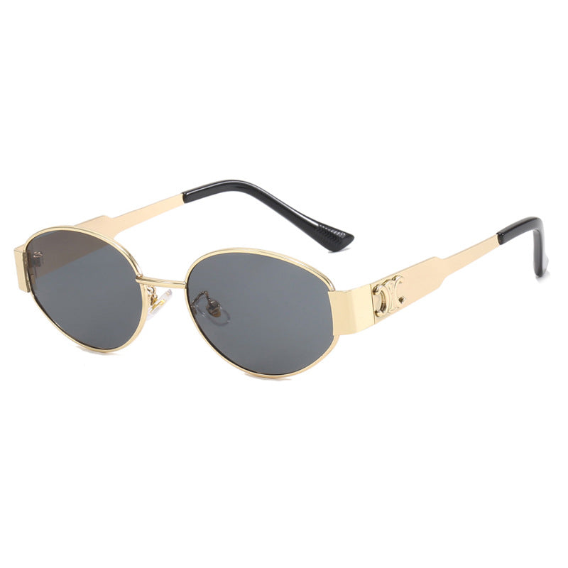 Women's fashionable sunglasses in elegant oval design with robust metal frame Skanto