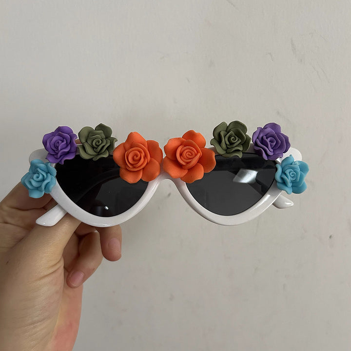 Dame Cat-Eye solbriller med blomsterdekor Skanto