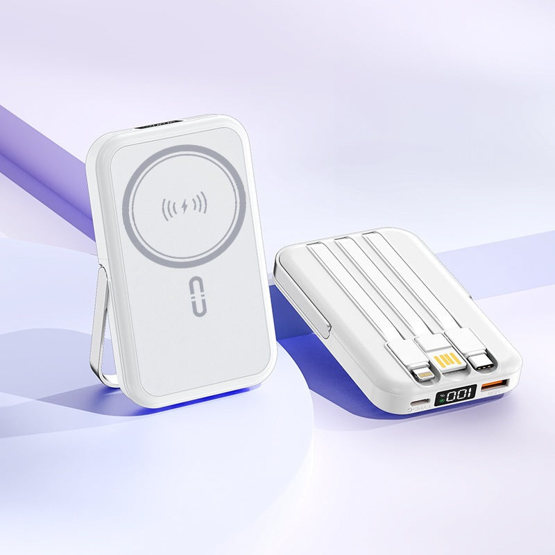 Bærbar induksjons-powerbank med integrert stativ og flere tilkoblinger Skanto