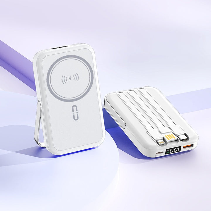 Bærbar induksjons-powerbank med integrert stativ og flere tilkoblinger Skanto