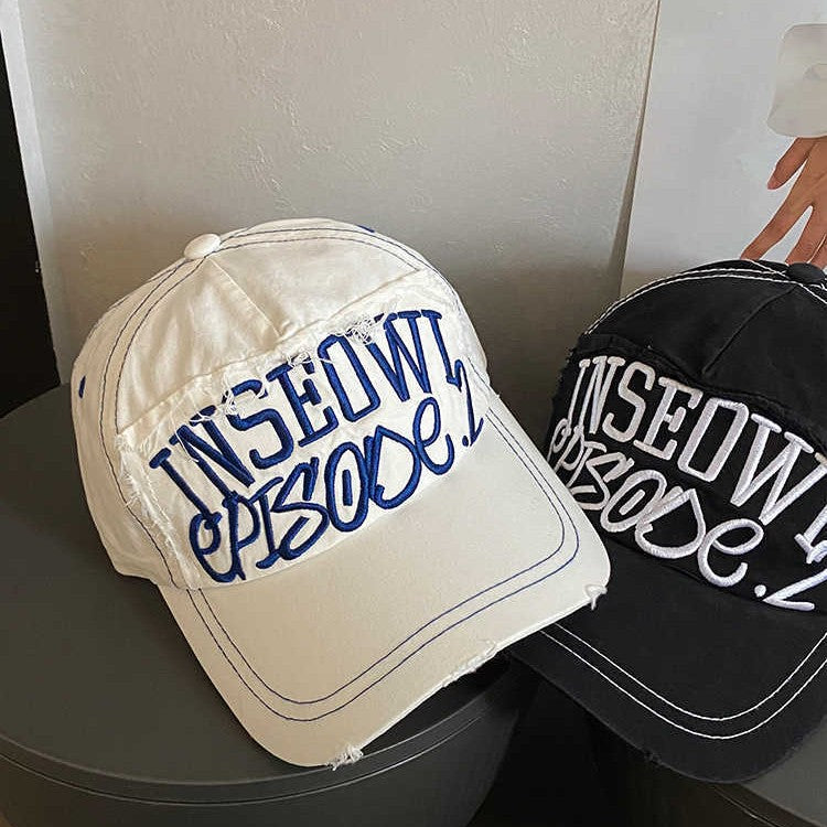 Kvinne Distressed Kunstnerisk Brodert Caps Skanto