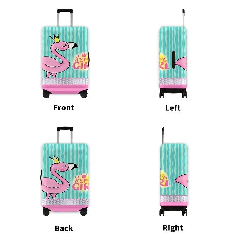 Damer nan elastisk koffertrekk med flamingo-print, dekkende beskyttelse med glidelås og sklisikker innvendig feste Skanto
