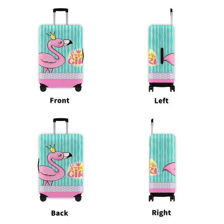 Damer nan elastisk koffertrekk med flamingo-print, dekkende beskyttelse med glidelås og sklisikker innvendig feste Skanto