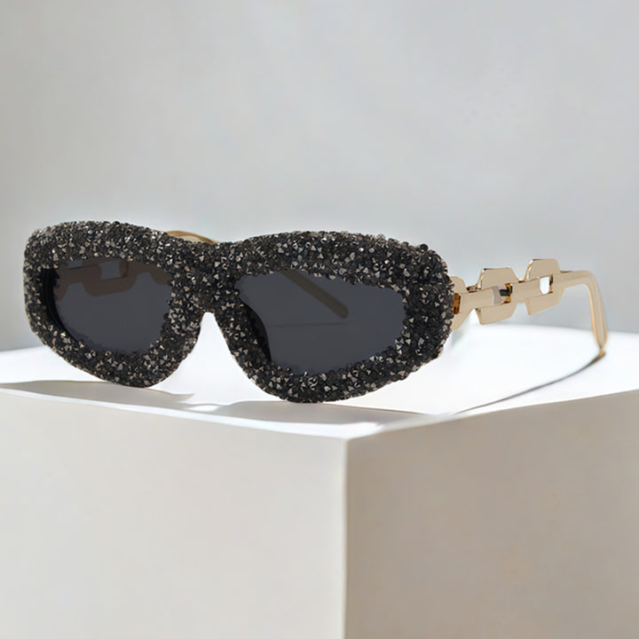 Dame Glamorøs solbrille med dekorert ramme Skanto
