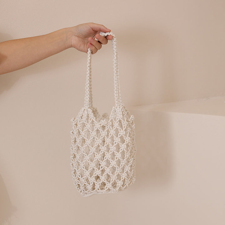 Macrame Tote Bag with Unique Drawstring Skanto