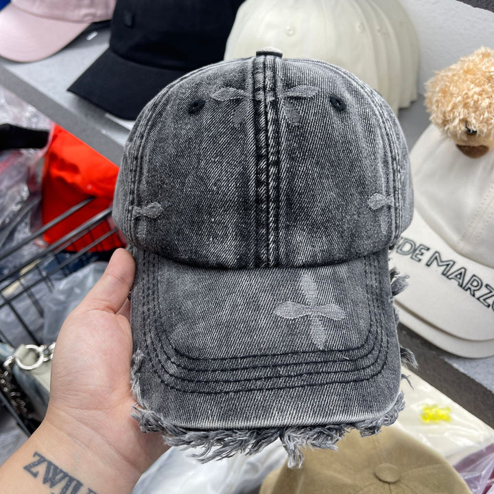 Kvinne Slitt Denim Frynse Baseball Caps Skanto
