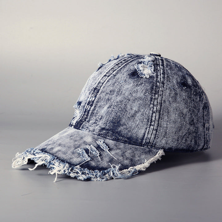 Herre Slitt Vintage Denim Baseball Cap Skanto