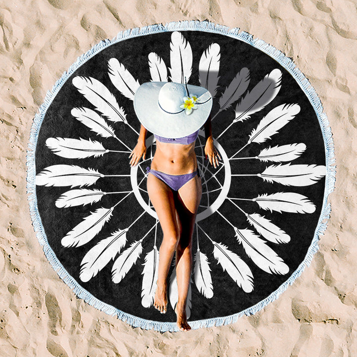 Rundstrandtuch med blomsterfransmønster Skanto