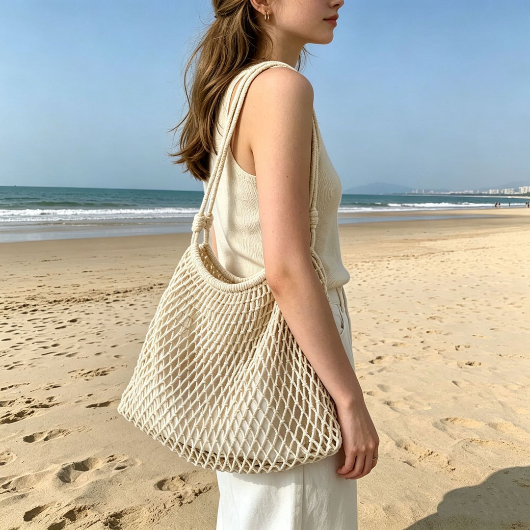 Netz-strandbag med justerbar snor Skanto