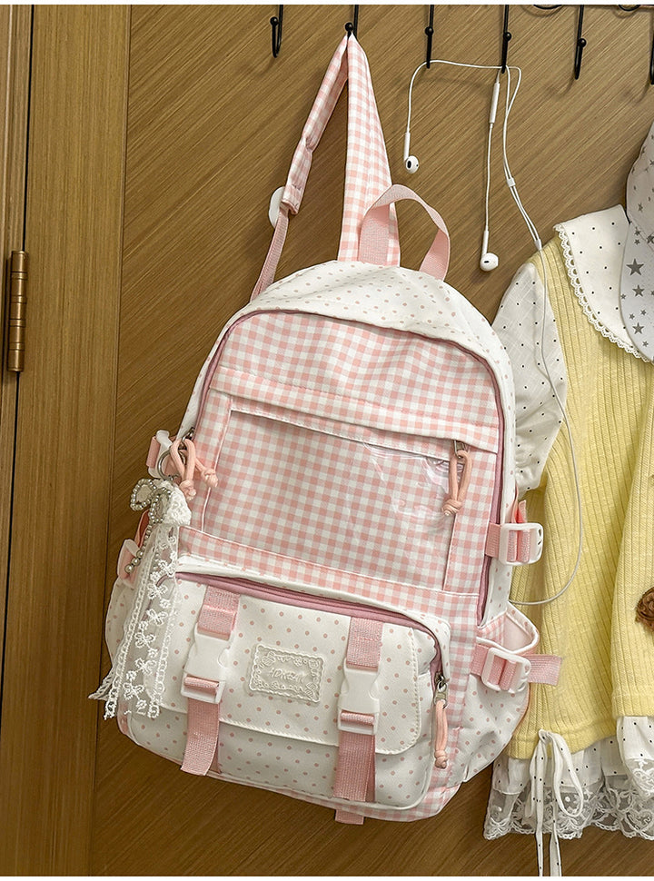 Søt Gingham Rutete Skoleveske