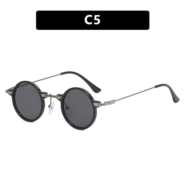 Damen moteriktig rund solbrille med stilig metallramme og polarisert glass Skanto