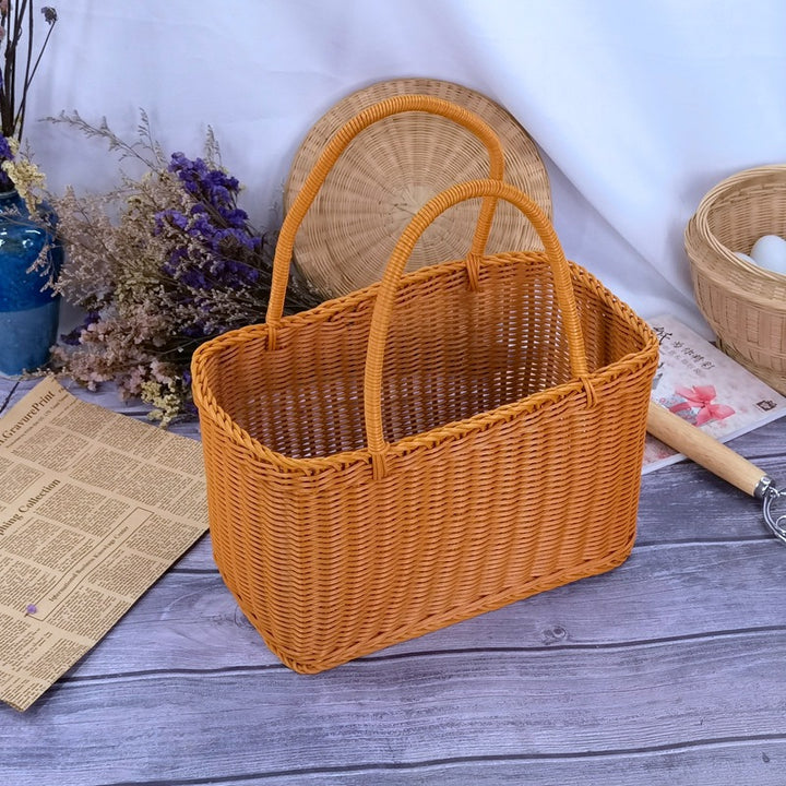Dame tidløs Rattan handleveske Skanto