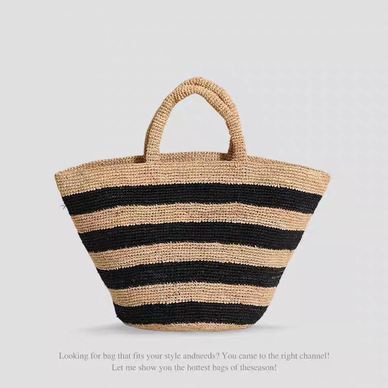 Håndvevd strandveske i moderne stripe mønster Skanto