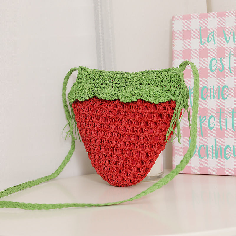 Handmade shoulder bag in fruity strawberry design Skanto
