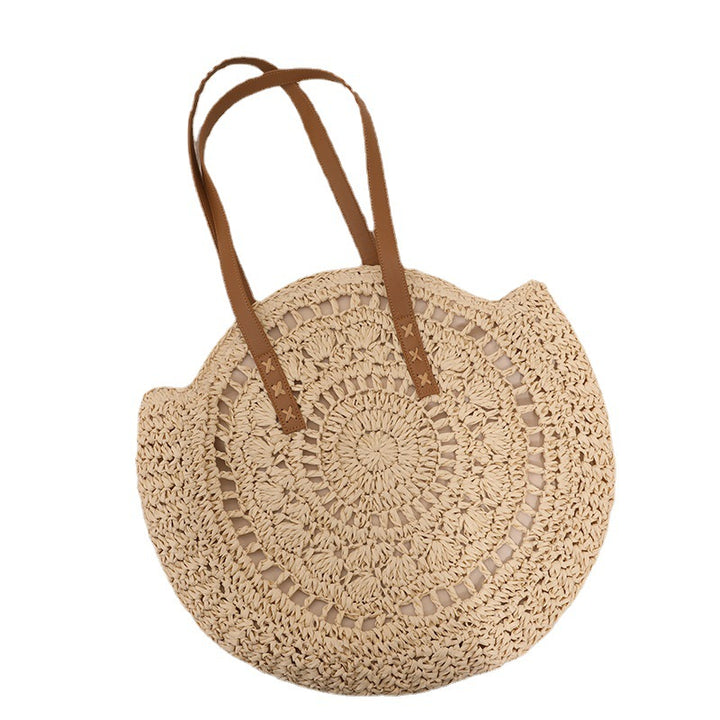 Handmade macrame tote bag with leather handle Skanto