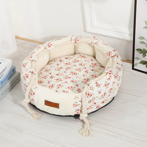 Blomsterprint Fluffy Hundeseng