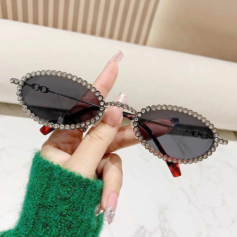 Damen Designer Brille ramme med ekstravagant perleinnramming Skanto