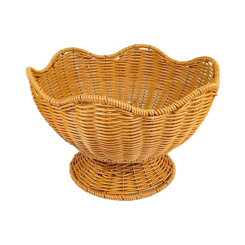Unisex Rattan Fruktskål med elegante bølgelinjer Skanto