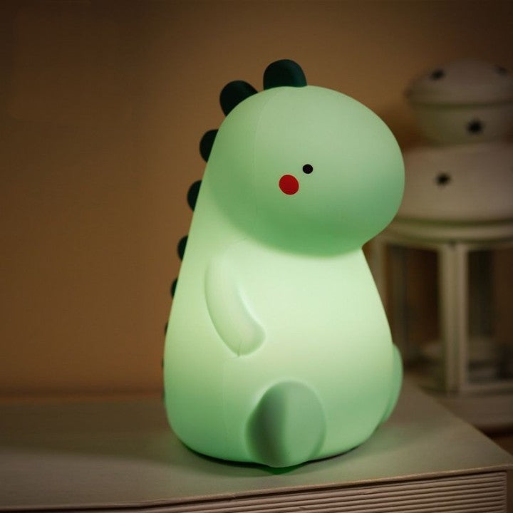 Skanto | Squishy Silikon Rødmende Dinosaur LED Nattlys - Perfekt Gave for Barn og Jenter