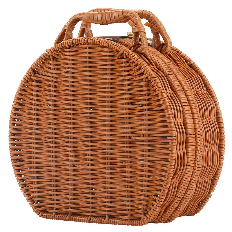 Damer Runde Wicker Håndveske Skanto